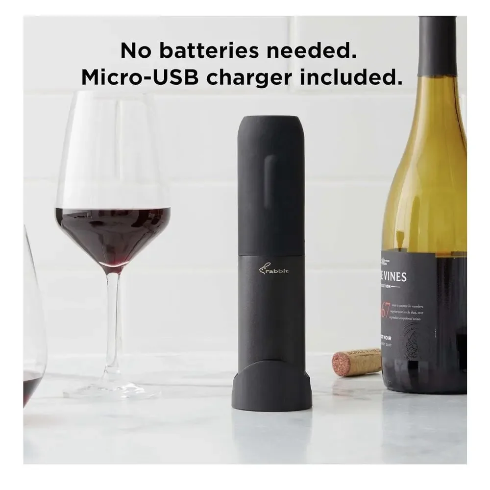 Rabbit Electric Corkscrew with Foil Cutter Base & Rabbit Wine Pourer Bundle